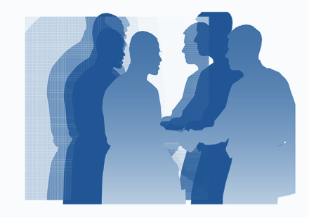 Silueta de hombres estrechando las manos.