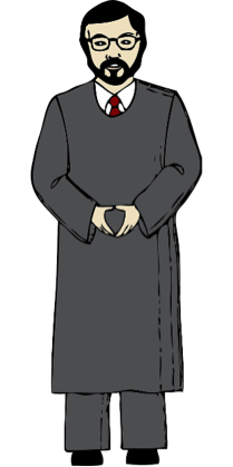 Juez con su toga puesta.